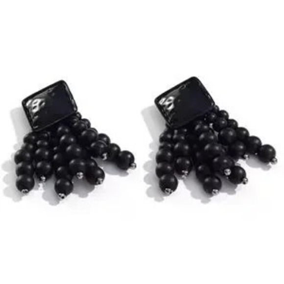 Jewelry - Black Beaded Earrings Minimalist
